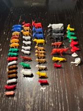 Vintage 1970s Lot of 52 Plastic Farm Animals: Pig Horse Goat Cow Chicken Duck