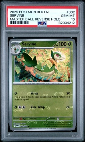 2025 POKEMON BLK EN-BLACK BOLT MASTER BALL REVERSE HOLO #002 SERVINE PSA 10