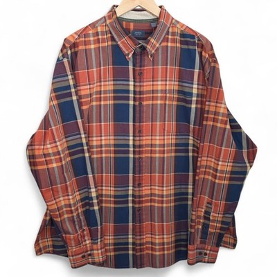 Arrow Shirt Mens XXL 2XL Brown Plaid Button Down Long Sleeve Cotton Blend Casual