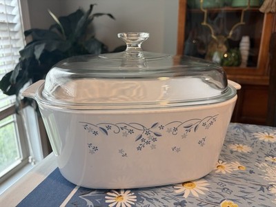 Vintage Corning Ware Provincial Blue 5 Liter Casserole Dish with Pyrex Lid
