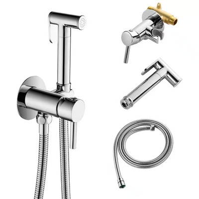 Single-Handle Bidet Faucet with Handle Wall Mount in Polished Chrome
