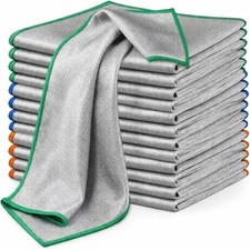 12Pcs Microfiber Glass Cleaning Cloth 320GSM Lint Free Window Mirror Glass Towel