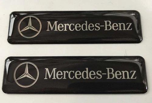 2pcs x MERCEDES sticker (65x17mm) Logo 3D Domed decals in black