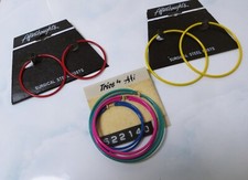 Retro Lot of 5 Different Colored Large Hoop Earrings