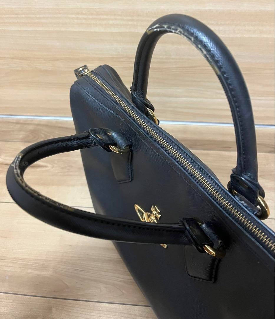 Vivienne Westwood Leather Orb Tote Hand Bag Black Authentic From Japan Used