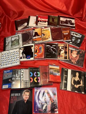 Lot of 19 Empty Plastic CD Cases & 6 Cassettes Rock Artwork Craft Reseller