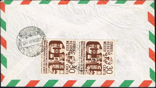 3828 MEXICO TO CHILE REGISTERED AIR MAIL COVER 1946 DF - SANTIAGO - 第 2/2 張圖片