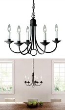 Progress Lighting Five-Light Textured Black Traditional Chandelier P4008-88
