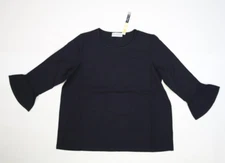 Michael Kors Estee Lauder Womens Navy Blue 3/4 Bell Sleeve Stretch Knit Top XL
