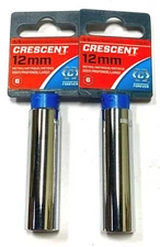 Crescent 3/8" Drive 12mm Deep Socket 6 Point Chrome Deep Length Sockets 2 Pack