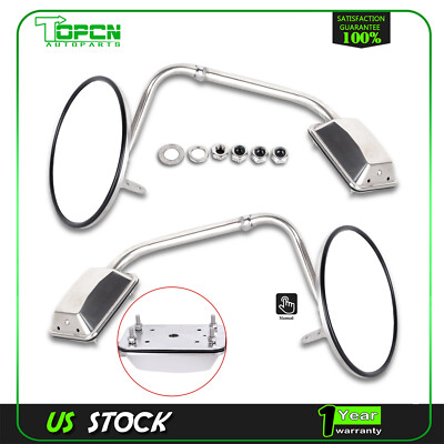 LH+RH Side Pair for Truck Manual Stainless Steel 8'' Round Mirrors ASSEMBLY