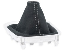 SCHALTMANSCHETTE HYUNDAI i30 III 2016-24 SCHALTSACK SCHWARZ ALCANTARA NAHT WEISS