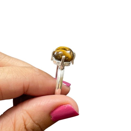 Tigerauge Edelstein 925 massiv Silber Handarbeit Böhmisch Damen Schmuck Ringe M544 - Bild 2 von 4