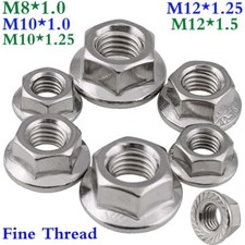 M8 M10 M12 Fine Thread A2 304 Stainless Steel Hexagon Flange Nuts Hex Lock Nuts