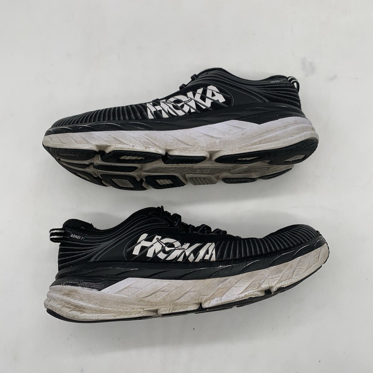 HOKA women’s bondi 7 in black and white, new HOKA Women main image 4