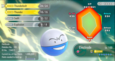 Pokemon Let's Go Pikachu/Eevee 6IV Max AV Shiny Electrode