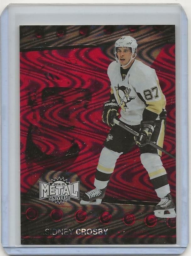 2014-15 FLEER SHOWCASE SIDNEY CROSBY METAL UNIVERSE RED PMG /100 PENGUINS