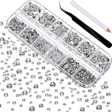 2000 Pieces Flat Back Gems Rhinestones 6 Sizes 1.5-6 Mm round Crystal with Pic