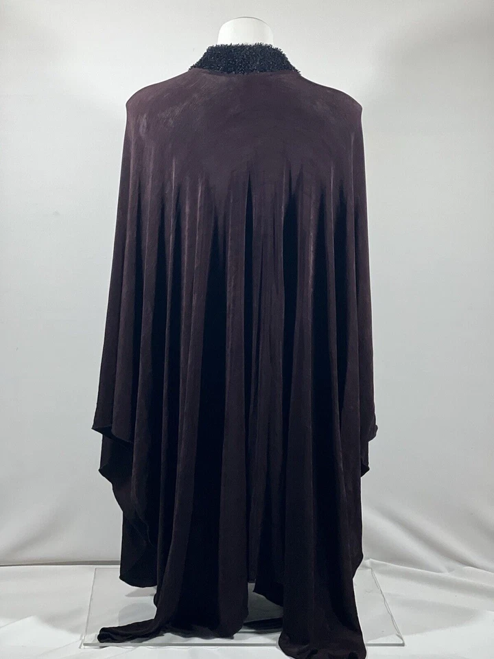 Capa artesanal AHNI para mujer talla única abierta marrón/negro cuello delantero longitud media Foto 4 de 4