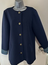 Susan Graver Navy Blue Ribbed Jacket Coat Size 10