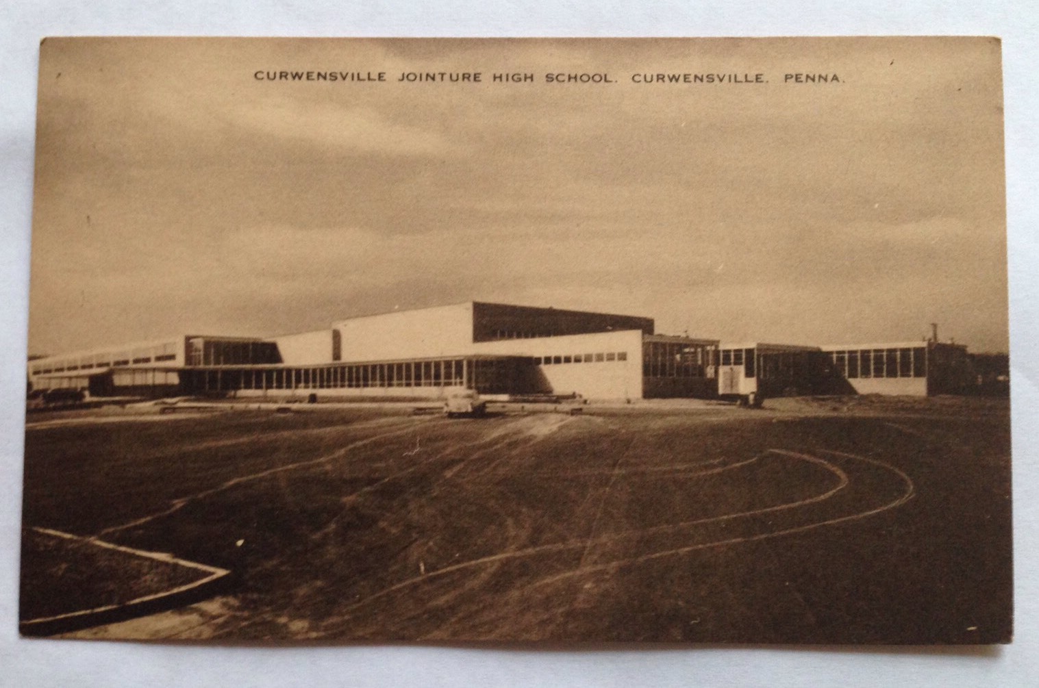 circa 1953 CURWENSVILLE, PA, CURWENSVILLE JOINTURE HIGH SCHOOL POSTCARD