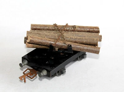 JEP J.deP. O WAGON PLATEFORME A RIDELLE PIVOTANTE + CHARGEMENT TRONC RONDIN BOIS - Photo 1/4