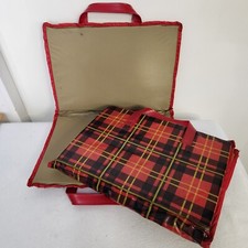 Vintage Plastic Foam Folding Buffalo Plaid Childs Stadium Bleacher Seat Cushions