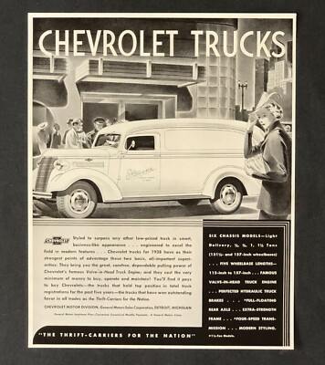 1938 Chevrolet Truck Advertisement Commercial Business City Art Vtg Print AD