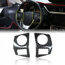 Gloss Real Carbon Fiber Steering Button Frame Overlay Cover Fits 14-19 Corolla