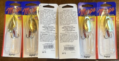 6 Packs Mepps Aglia 1/3 OZ B4 G