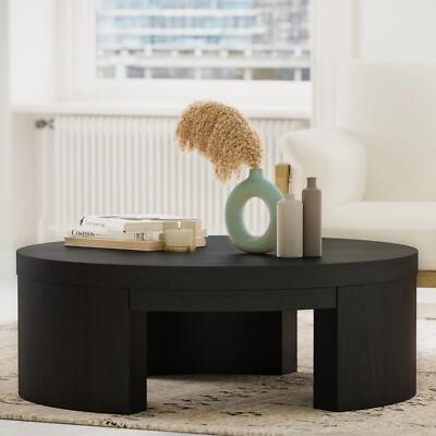 Beautiful Modern 40 Inch Round Coffee Table Rich Black Finish For Living Room