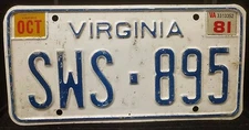 1x Virginia, SWS-895 VIN/EXP Vintage 1981