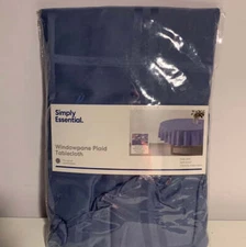 Simply Essential Solid Windowpane 70-Inch Round Tablecloth in Blue