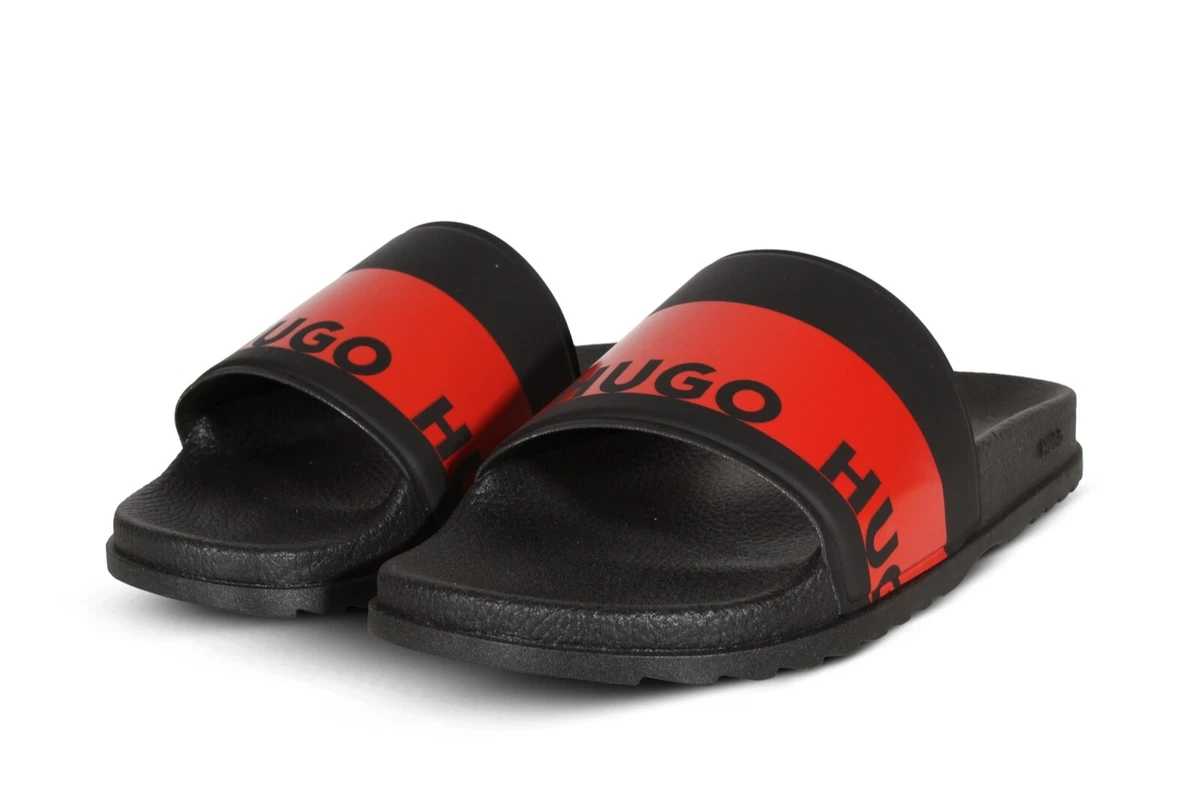 HUGO BOSS Match_it_Slid_str Men's Slides in Black with Red 50471469 006 | eBay