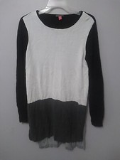 Vince Camuto Shirt Dress Medium Black White Gray Long Sleeve Sweater Formal Wear