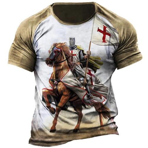 Tempelritter Grafik T-Shirts mutige Kreuzritter Designs, hochwertige Baumwolle Alltagskleidung - Bild 17 von 20