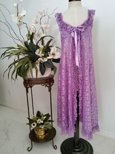 NEW SHIRLEY VINTAGE NIGHTGOWN LAVANDER LACE UPLIFT BRA WITH RIBBON SZ M