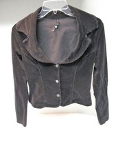VINTAGE AUTHENTIC LIP SERVICE CROPPED BLACK VELVET STYLE JACKET SIZE WOMEN'S M