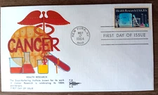 CANCER RESEARCH SLAON-KETTERING INSTITUTE 1984 GILL CRAFT  CACHET FDC UNA