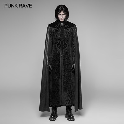 Punk Rave Black Dark Cosplay Gothic Night Count Cloak Long Coat Long Jacket 