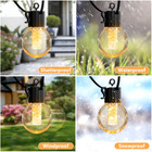 1Pack Solar 15LED 25Feet String Light, Warm White 8Modes G40Bulb,Waterproof IP65