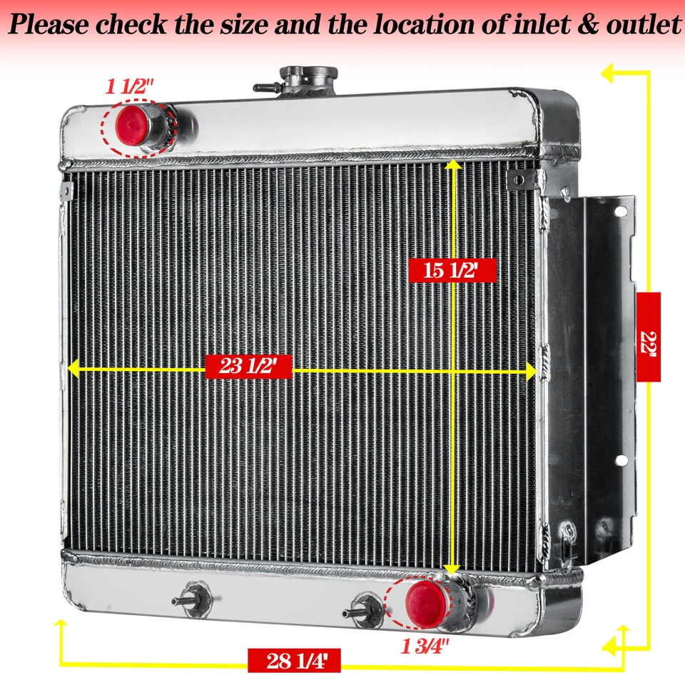 4-Core Radiator Fit 1969-70 Chevy Bel Air/ Impala/Caprice/ Brookwood Kingswood Foto 2 de 4