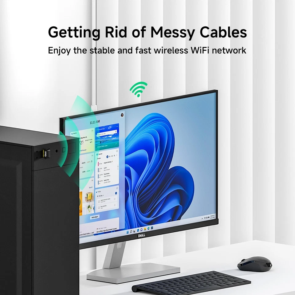 DBIT 650Mbps Mini USB WiFi Adapter for PC 5GHz/2.4GHz Dual Band Wireless Dongle - Image 3 of 4