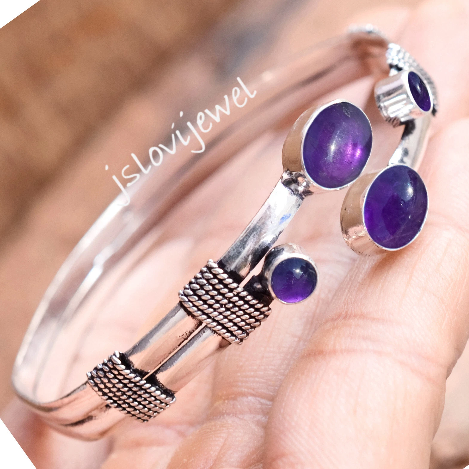 VALENTINO Bracciale argento sterling 925 pietra preziosa ametista viola regalo compleanno gioielli