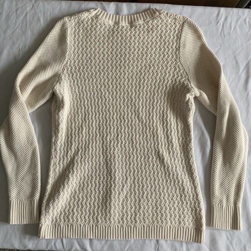 L.L. Bean Sweater Womens Large Beige Ivory Blokecore Fisherman Coastal Norwegian - Picture 6 of 13