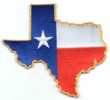 TEXAS STATE SHAPE FLAG GOLD BORDER 3 3/4" Iron On Patch Lone Star State
