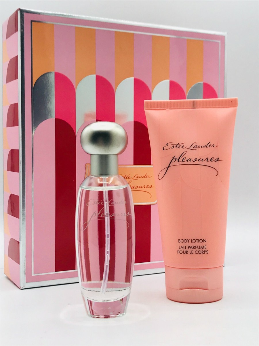 Estee Lauder Pleasures 2pc Set Parfum Spray 1.0 oz Body Lotion 2.5