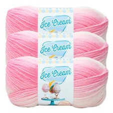  3 Pack Lion Brand Yarn 923-207Z Ice Cream Baby Yarn, Strawberry