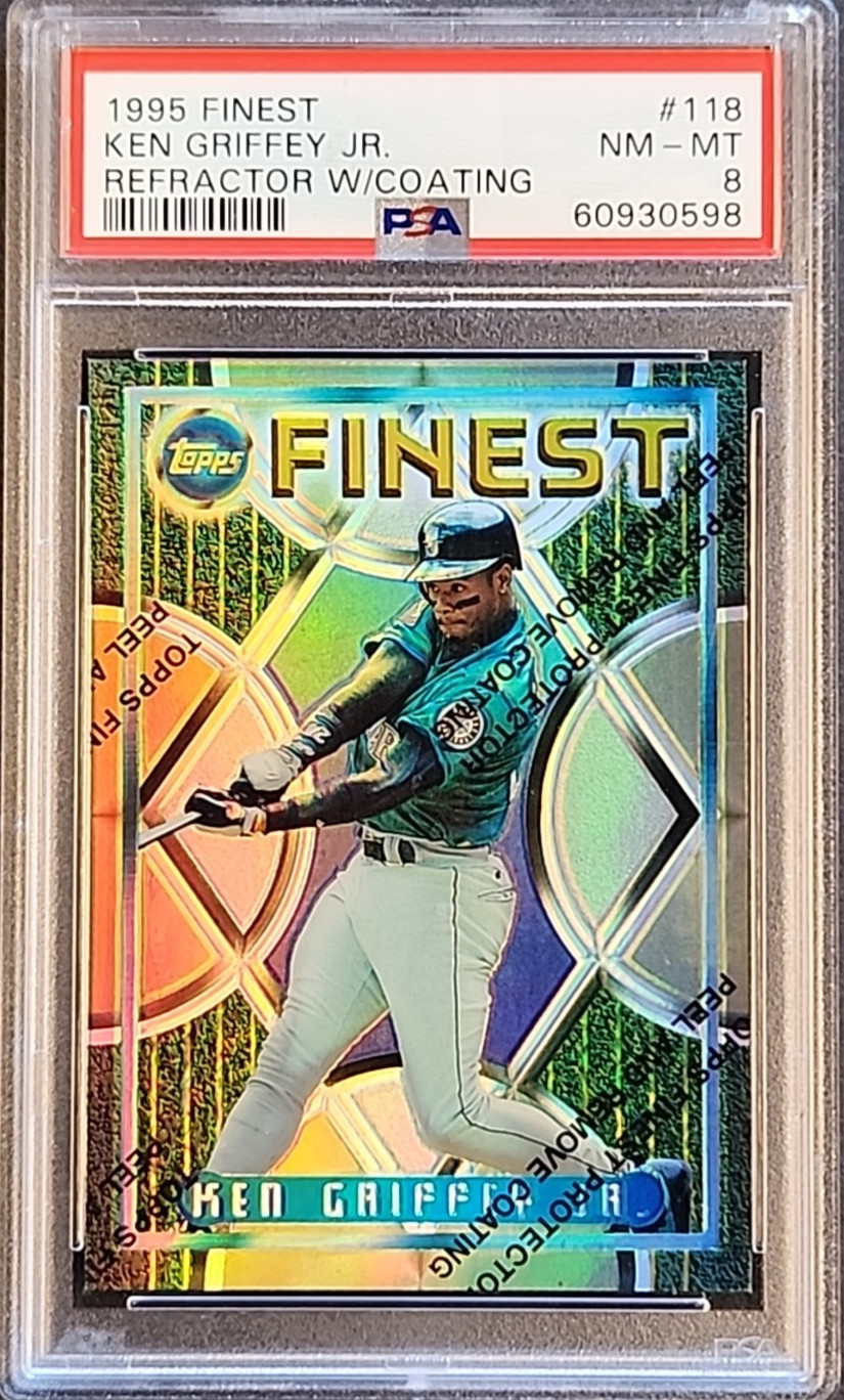 1995 Topps Finest Ken Griffey Jr #118 Refractor w/ Coating PSA 8 NM-MT