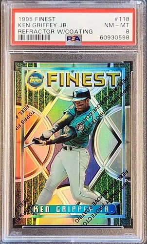 1995 Topps Finest Ken Griffey Jr #118 Refractor w/ Coating PSA 8 NM-MT